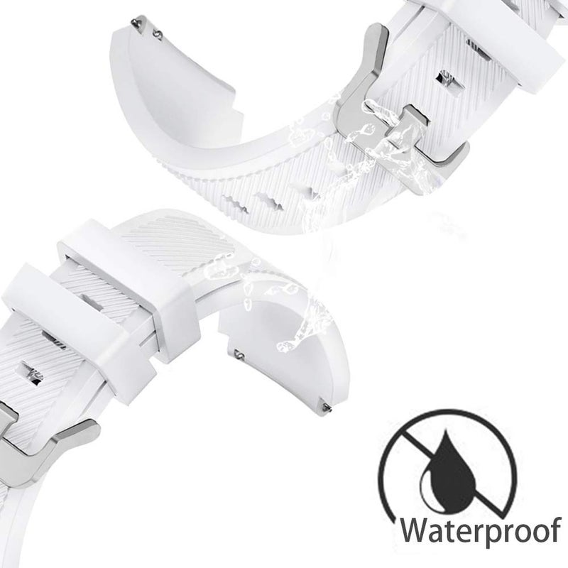 FanTEK Band for Galaxy Watch 3 45mm / Galaxy Watch 46mm / Gear S3 Watch, 22mm Silicone Sport Quick Release Replacement Strap for Moto 360 2nd Gen 46mm/ Pebble Time Steel Smart Watch, White - Image 3